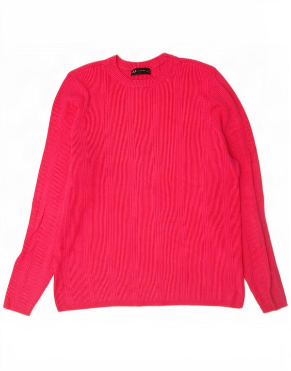 Suéter feminino Marks & Spencer com gola redonda UK 20 2XL viscose rosa