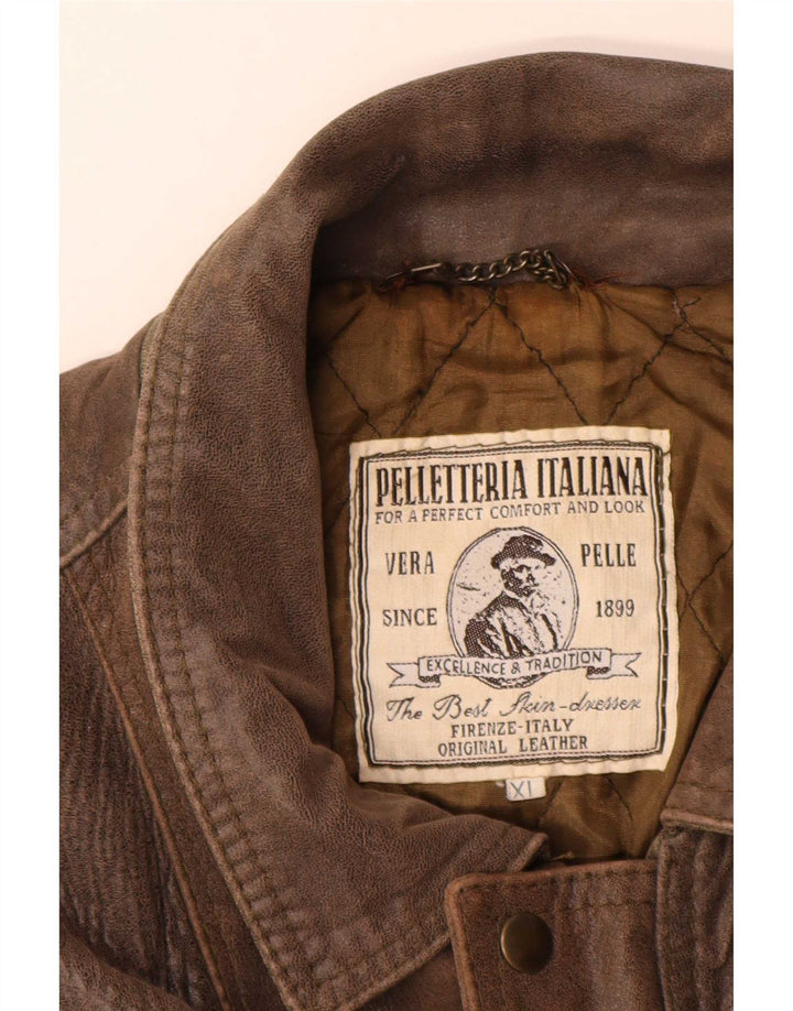 Pelletteria Chaqueta de cuero para hombre UK 42 XL Marrón