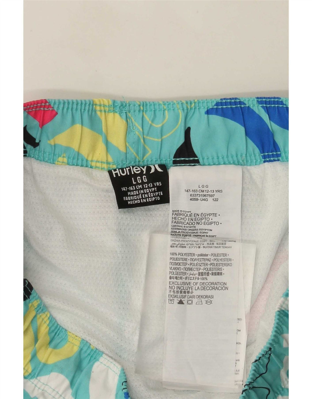 Hurley Boys Graphic Swimming Shorts 12-13 Years Large Turquoise Polyester