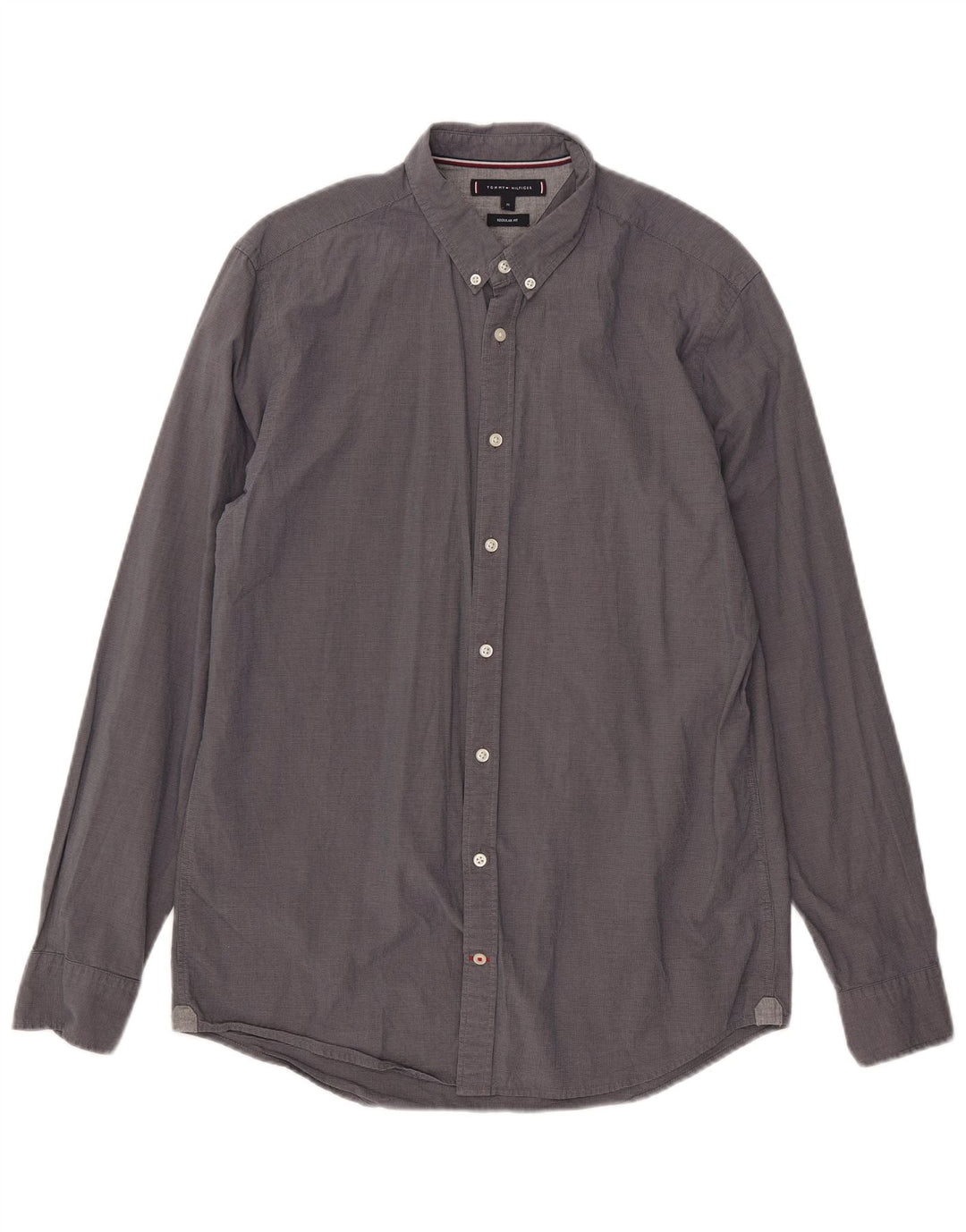 Tommy Hilfiger Mens Regular Fit Shirt Medium Grey Cotton