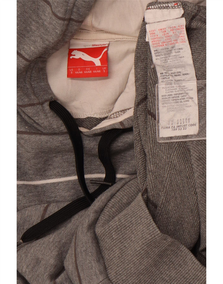 Felpa con cappuccio da uomo Puma piccola in cotone a righe grigie