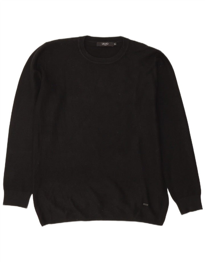 Liu Jo Mens Crew Neck Jumper Sweater XL Black Viscose