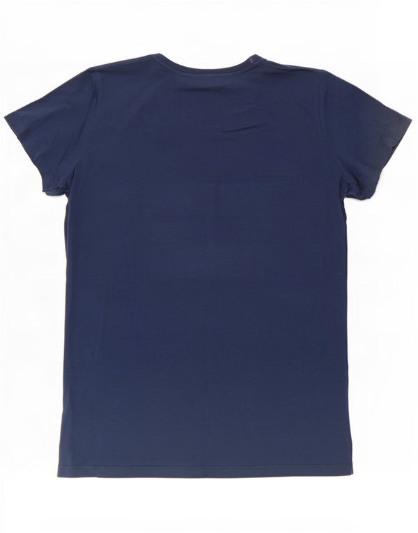 Trussardi Jeans Damen Grafik-T-Shirt-Oberteil UK 16 Large Marineblau Baumwolle
