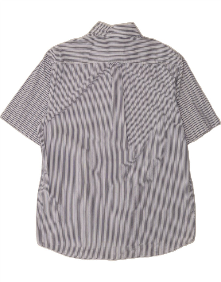 HUGO BOSS Mens Short Sleeve Shirt Large Blue Striped Cotton Vintage Hugo Boss and Second-Hand Hugo Boss from Messina Hembry 