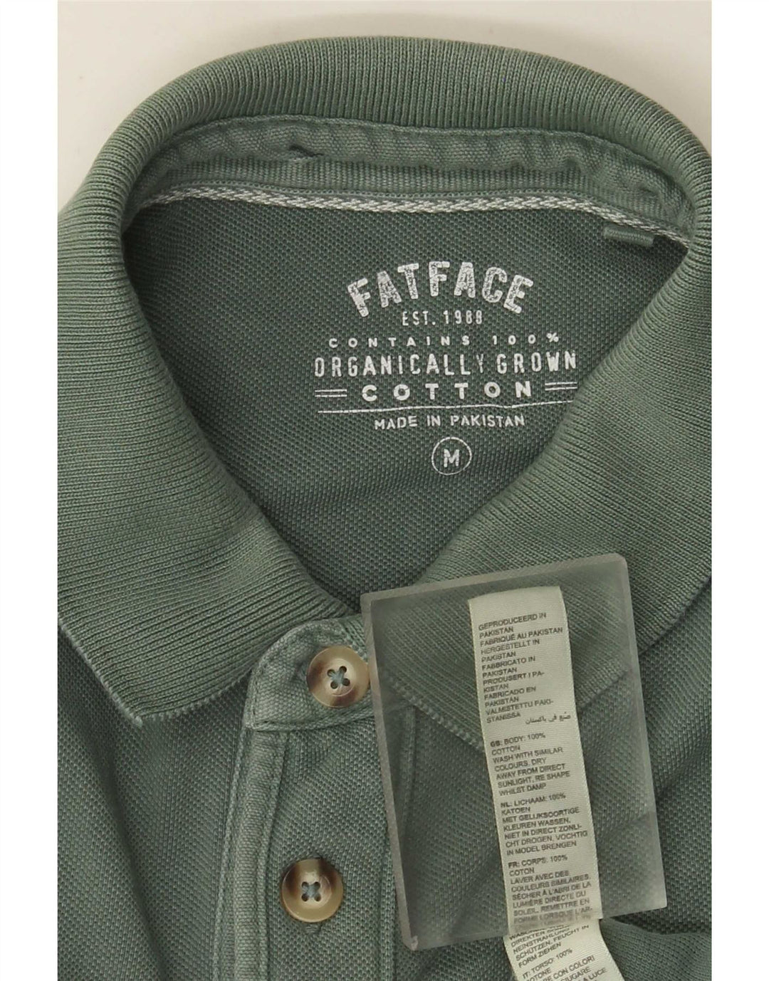 Tricou polo pentru bărbați Fat Face, bumbac verde mediu