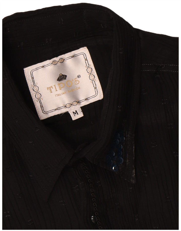 Tipo' S Womens Shirt Blouse UK 14 Medium Black Pinstripe