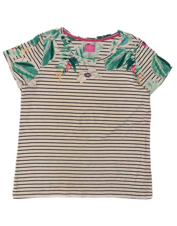 Joules Womens Graphic T-Shirt Top UK 14 Large Weiß gestreift