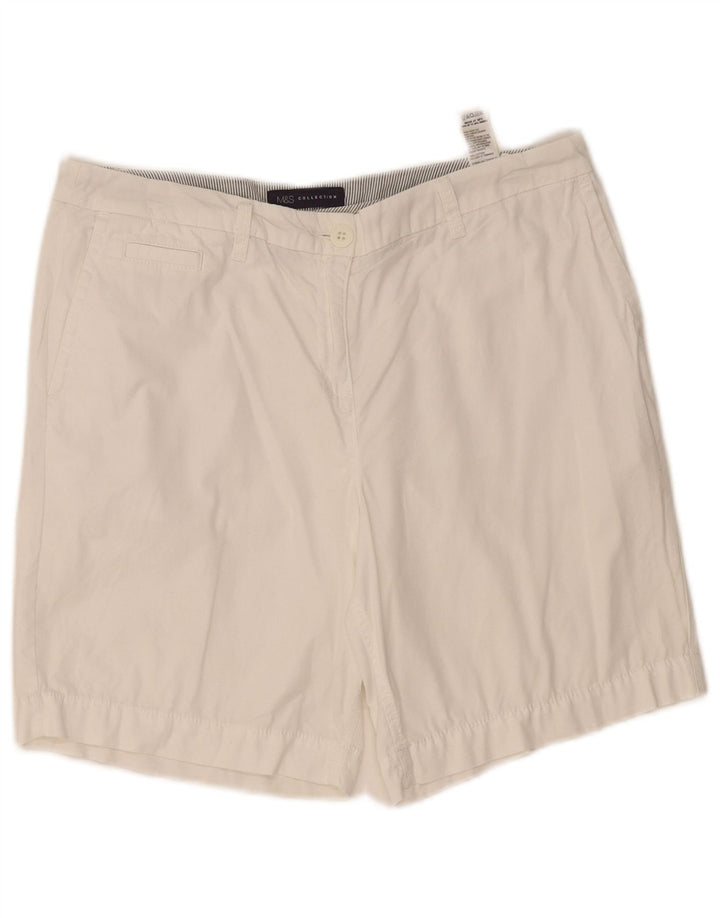 Marks & Spencer Womens Chino Shorts UK 12 Medium W34  White Cotton