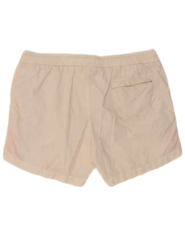 Pantaloncini da bagno grafici da uomo Bikkembergs XL in poliammide color block bianco sporco