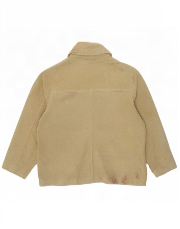 Rossodisera Veste en daim surdimensionnée pour femme UK 14 Cuir beige moyen