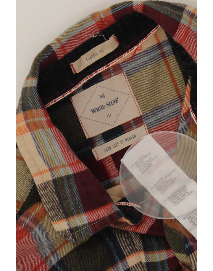 White Stuff Mens Classic Fit Flannel Shirt Medium Green Check Cotton