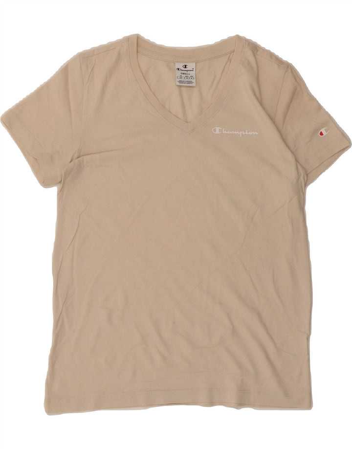 CHAMPION Womens T-Shirt Top UK 10 Small Beige Vintage Champion and Second-Hand Champion from Messina Hembry 