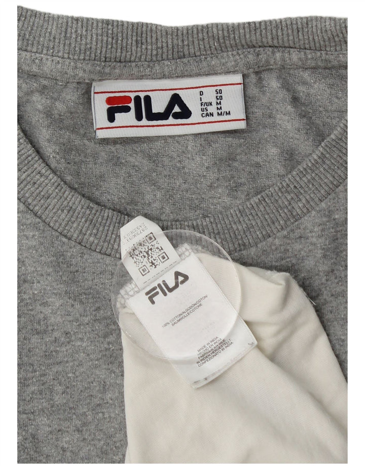 T-shirt grafica da uomo Fila Top in cotone color block grigio medio