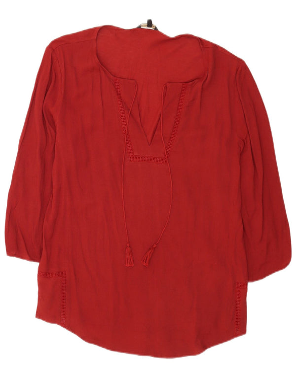 Massimo Dutti Top Túnica Manga 3/4 Mujer UK 44 Viscosa Burdeos Medio