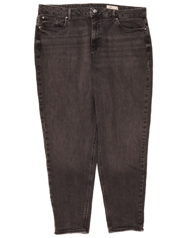 Marks & Spencer Damen Mom Tapered Jeans UK 20 2XL W40 L29 Schwarze Baumwolle