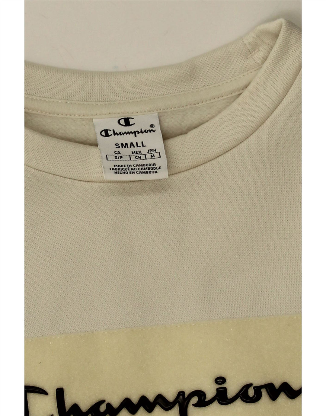 Champion Womens Graphic Oversized Sweatshirt Jumper UK 10 Small White