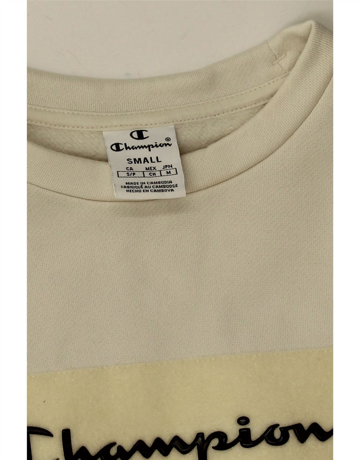 Champion Womens Graphic Oversized Sweatshirt Jumper UK 10 Small White