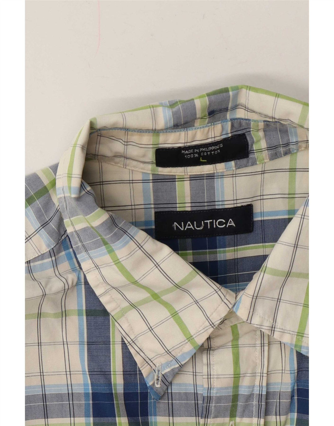 Nautica Mens Short Sleeve Shirt Large Multicoloured Check Cotton