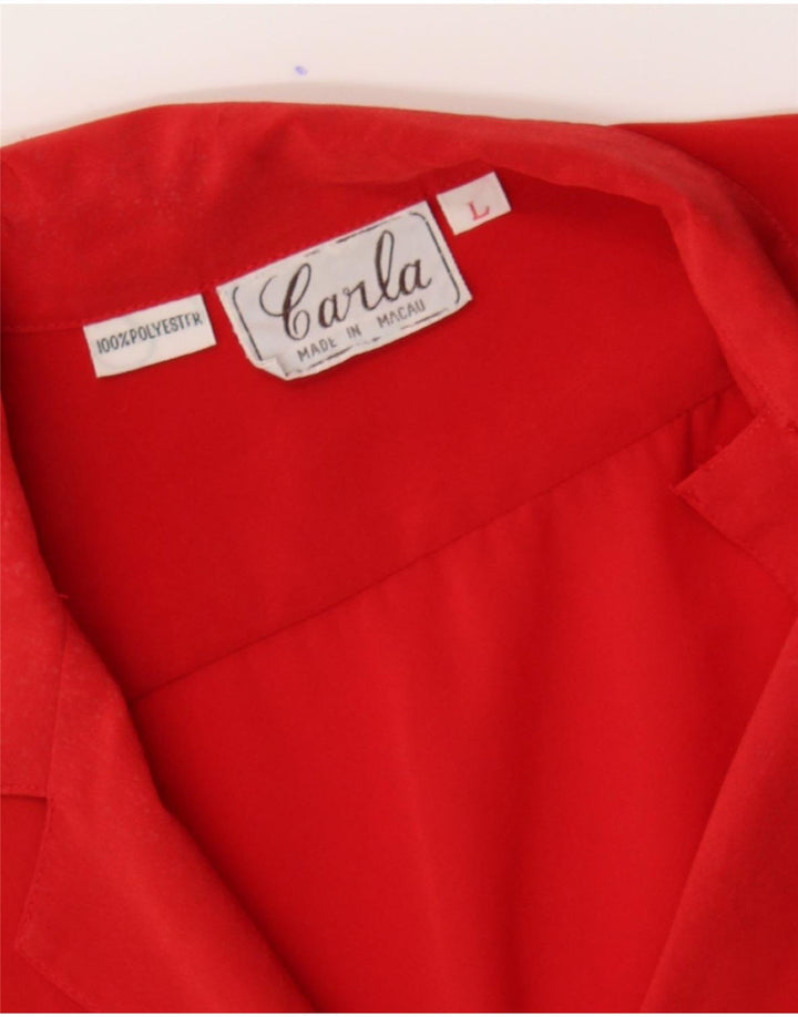 VINTAGE Womens Shirt Blouse UK 16 Large Red Polyester Vintage Vintage and Second-Hand Vintage from Messina Hembry 