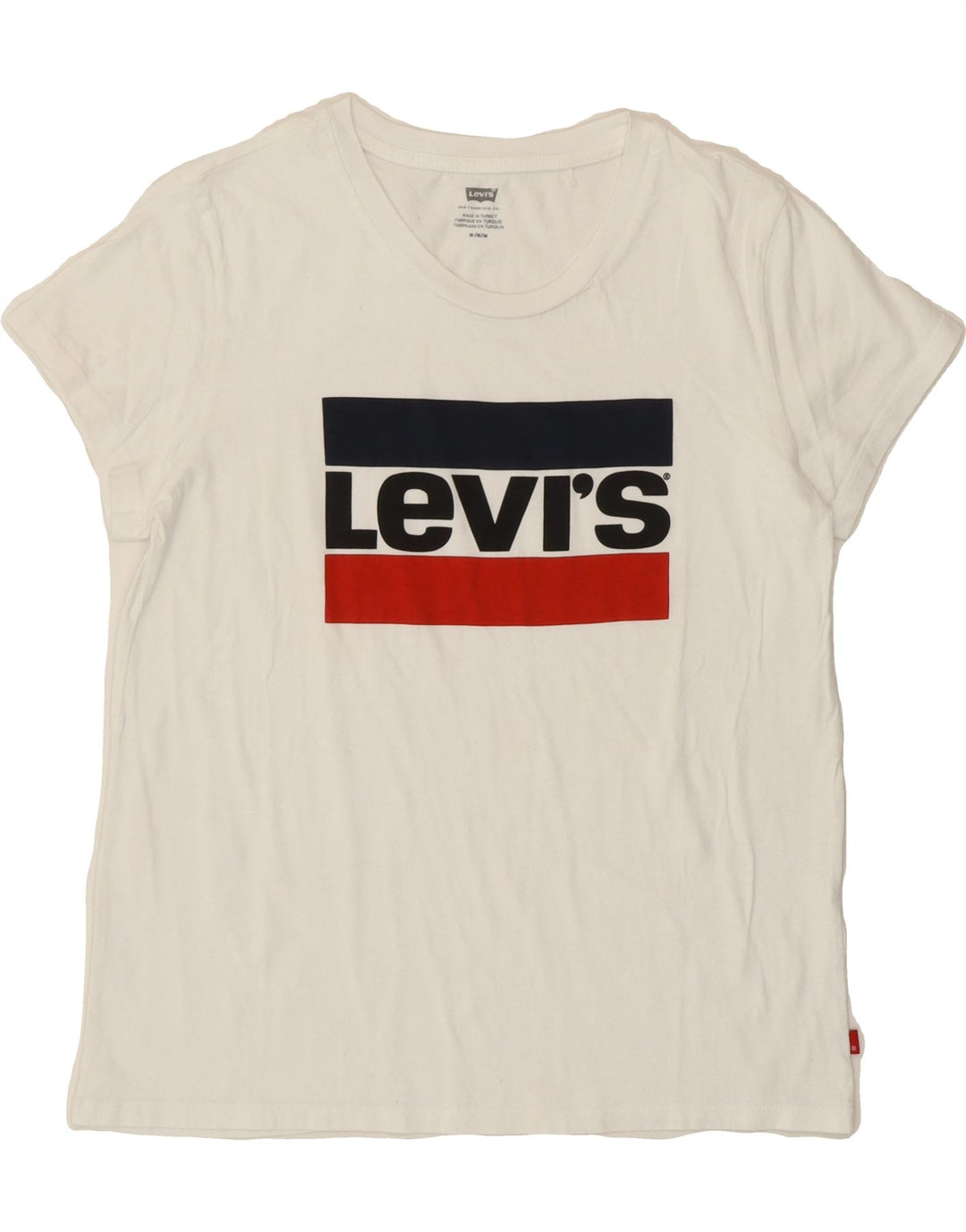 LEVI'S Womens Graphic T-Shirt Top UK 14 Medium White Cotton Vintage Levi's and Second-Hand Levi's from Messina Hembry 