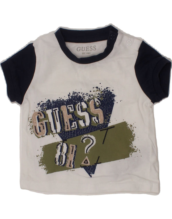 Camiseta gráfica GUESS para meninos de 0 a 3 meses em algodão colorido branco