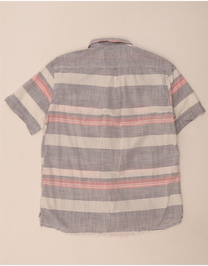 Joules Mens Short Sleeve Shirt Large Blue Striped Cotton