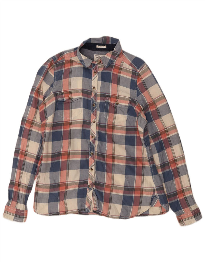 Fat Face Womens Classic Fit Flannel Shirt UK 12 Medium Navy Blue Check