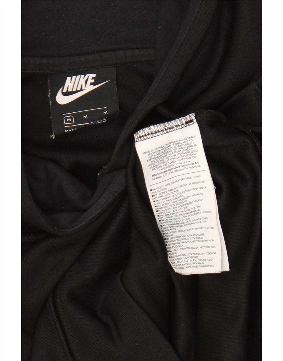 Nike Womens Graphic Oversized Hoodie Jumper UK 14 Medium Black Polyester
