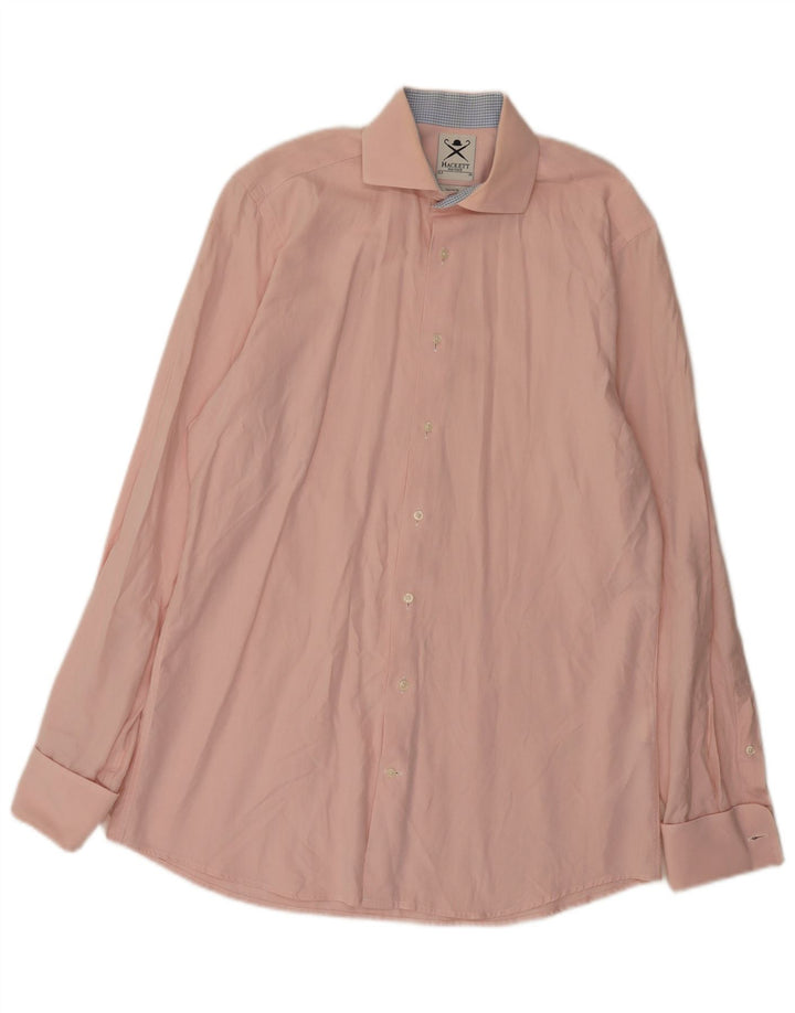 Hackett Mens Tailored Fit Formal Shirt Size 15 39 Medium Pink Cotton