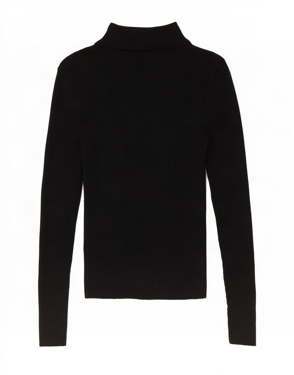 Polo a maniche lunghe da donna Zara UK 10 piccola in nylon nero