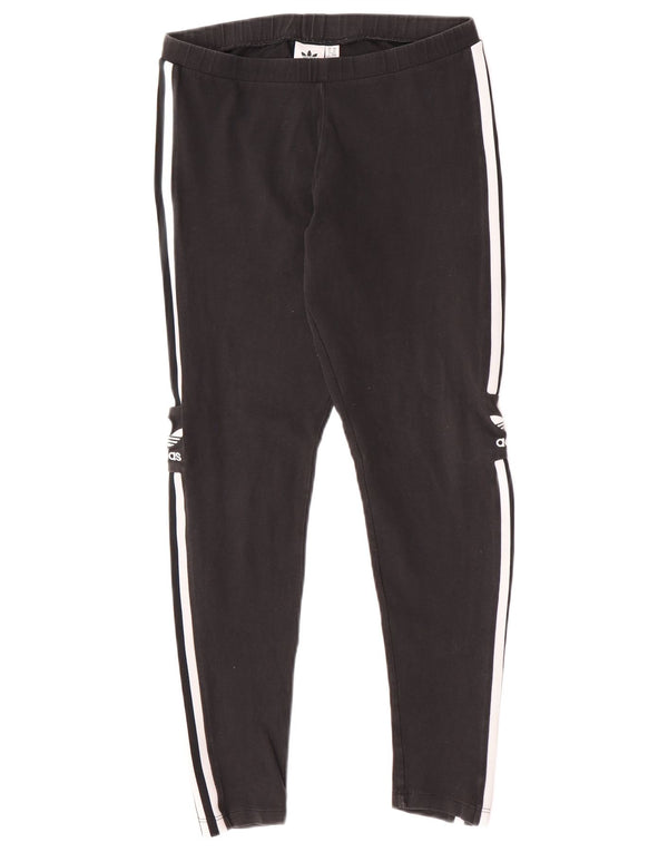 Adidas Womens Graphic Slim Fit Leggings UK 14 Medium Black Striped Sports