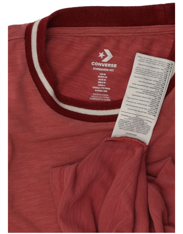 Converse Mens Oversized Graphic T-Shirt Top Medium Burgundy Flecked Cotton