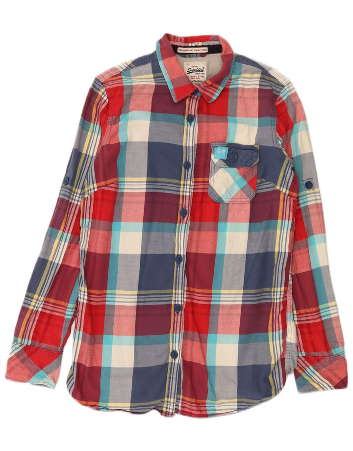 Superdry Womens Flannel Shirt UK 14 Medium Multicoloured Check Cotton