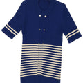 Vintage Womens Crew Neck Jumper Sweater UK 12 Medium Blue Striped