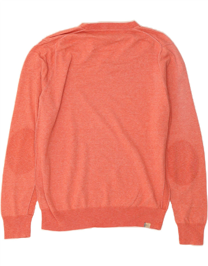 TOMMY HILFIGER Mens V-Neck Jumper Sweater Large Orange Cotton Vintage Tommy Hilfiger and Second-Hand Tommy Hilfiger from Messina Hembry 