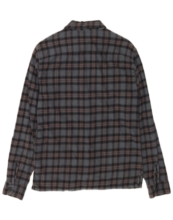 All Saints Mens Regular Fit Flannel Shirt XS Grey Plaid Cotton