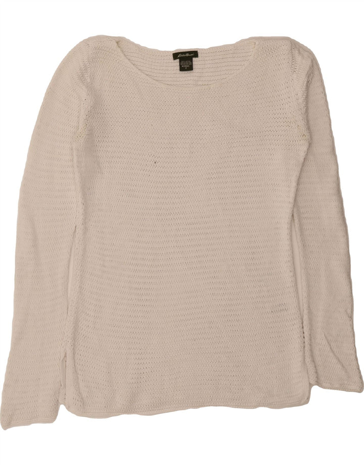 EDDIE BAUER Womens Boat Neck Jumper Sweater UK 10 Small Off White Cotton Vintage Eddie Bauer and Second-Hand Eddie Bauer from Messina Hembry 
