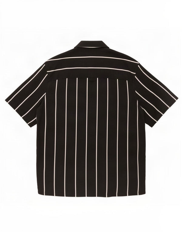 Zara Chemise À Manches Courtes Homme Grande Viscose Rayée Noire