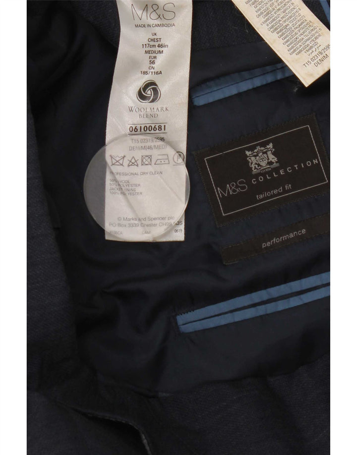 Jachetă pentru bărbați Marks & Spencer, croită, cu 2 nasturi, UK 46 XL, bleumarin