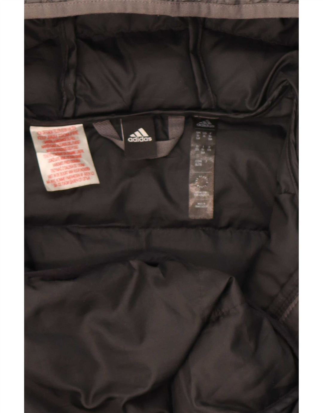 Adidas Boys Hooded Padded Jacket 15-16 Years Grey Colourblock Polyester