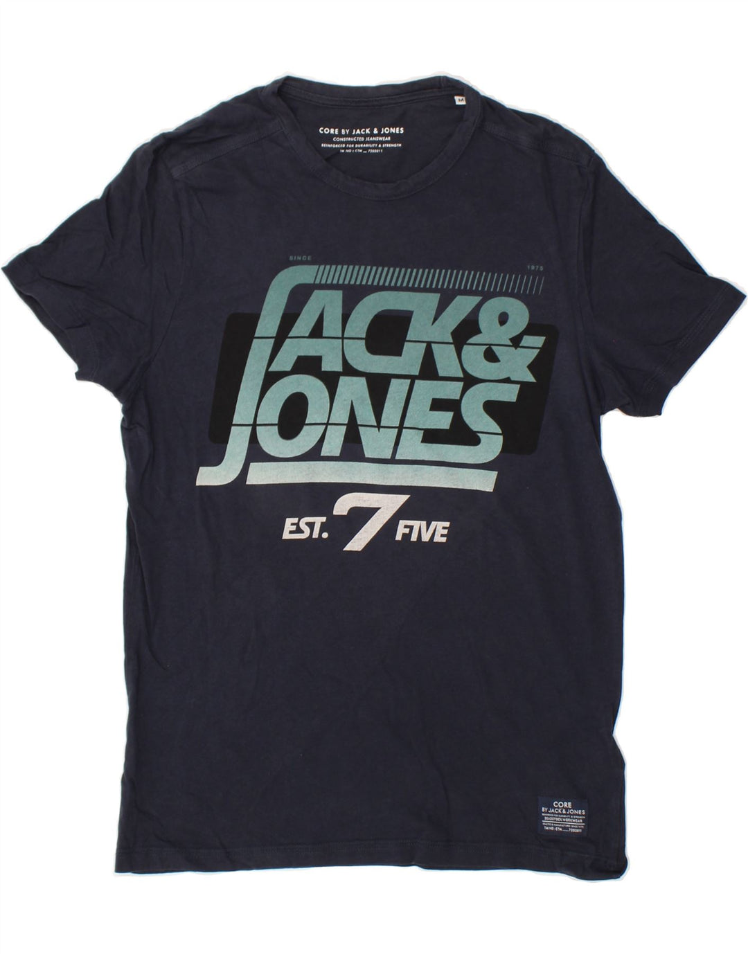JACK & JONES Mens Graphic T-Shirt Top Medium Navy Blue Cotton Vintage Jack & Jones and Second-Hand Jack & Jones from Messina Hembry 