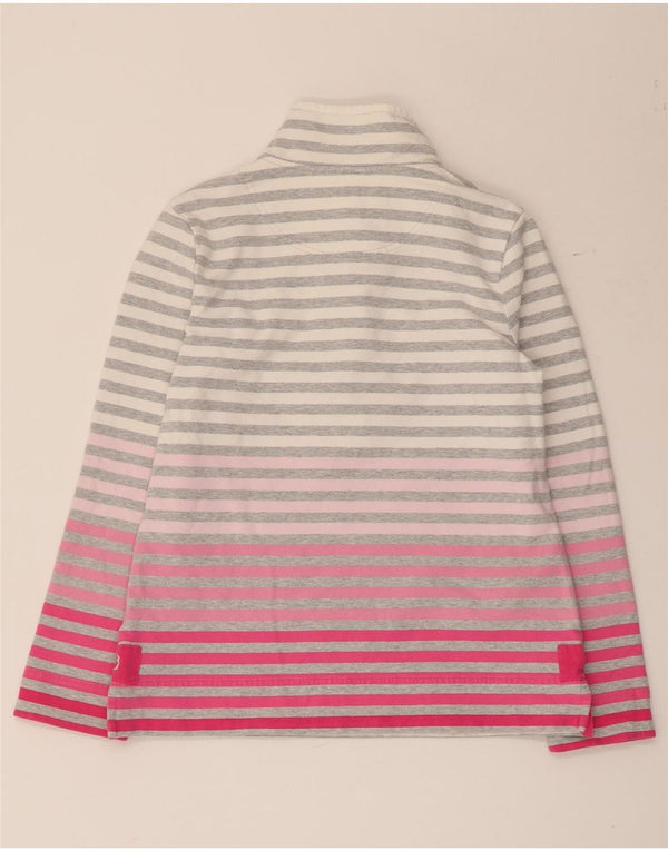 Joules Womens Button Neck Sweatshirt Jumper UK 12 Medium Grey Striped