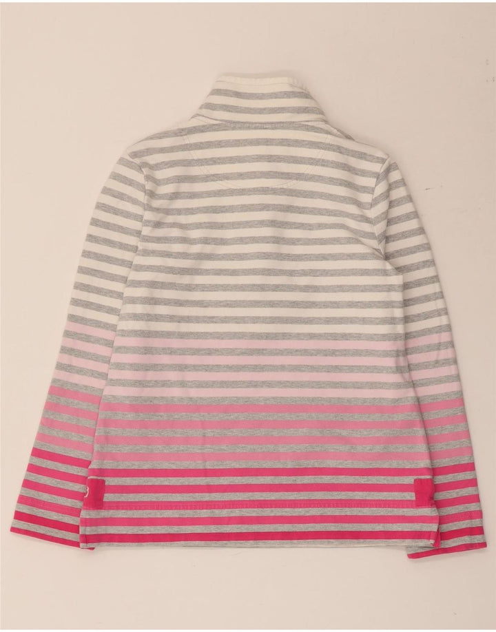 Joules Felpa da Donna con Collo a Bottone Maglione UK 12 Grigio Medio a Righe