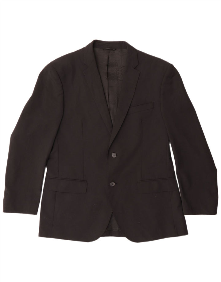 Calvin Klein Mens 2 Button Blazer Jacket IT 52 XL Black Polyester