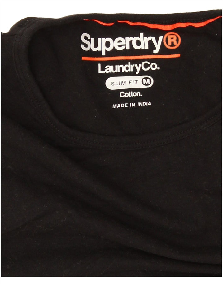 Superdry Mens Slim Fit T-Shirt Top Medium Black Cotton