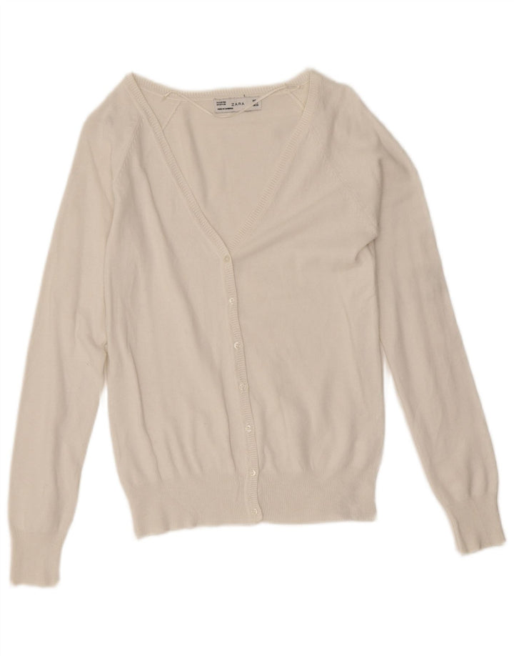 Zara Womens Cardigan Sweater UK 10 Small White Cotton