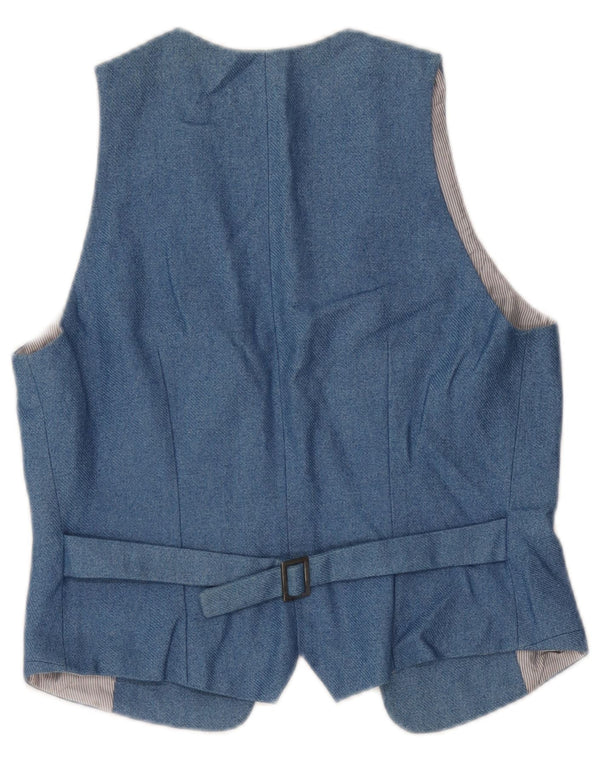 Toast Womens OPEN Waistcoat UK 6 XS Blue Cotton