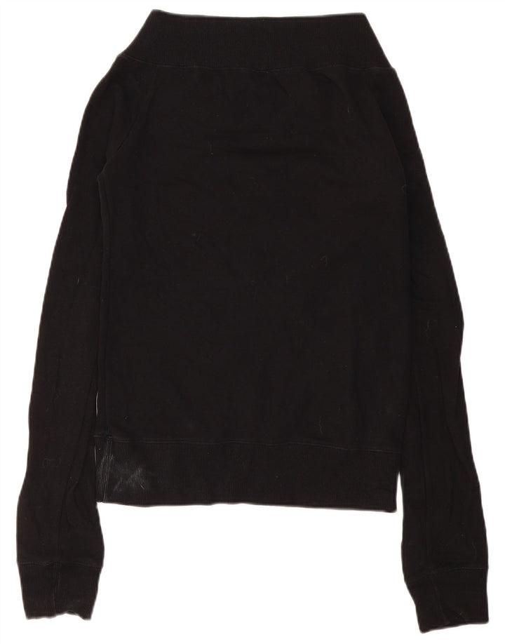 Fiorucci Womens Graphic Sweatshirt Jumper UK 10 Small Black Cotton