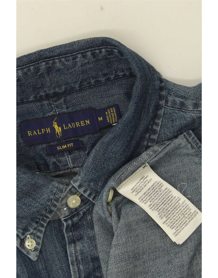 Ralph Lauren Mens Slim Fit Denim Shirt Medium Blue Cotton