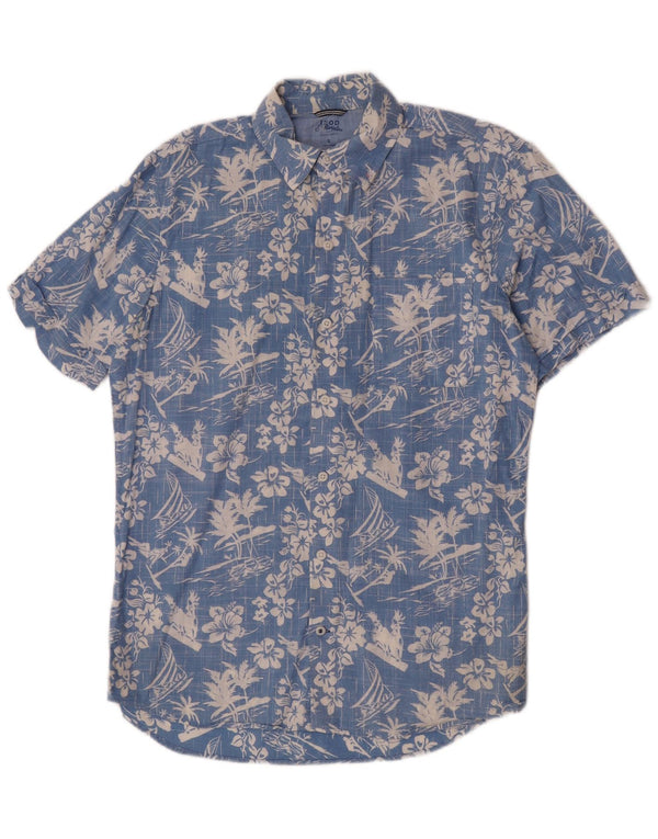 Izod Mens Salt Water Short Sleeve Shirt Small Blue Floral Cotton Hawaiian